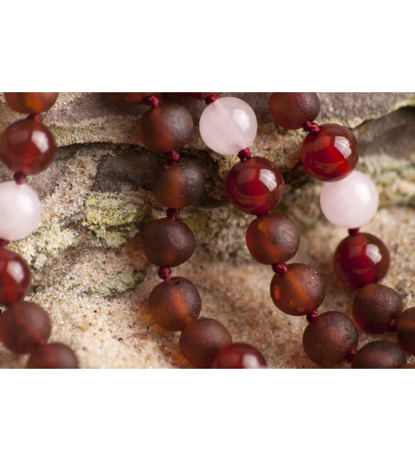 Amber teething necklace - Gemstone - red